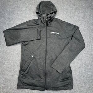 Karbon Full Zip Hoodie Mens Medium Gray Fleece Lined Athletic Jacket Gorpcore